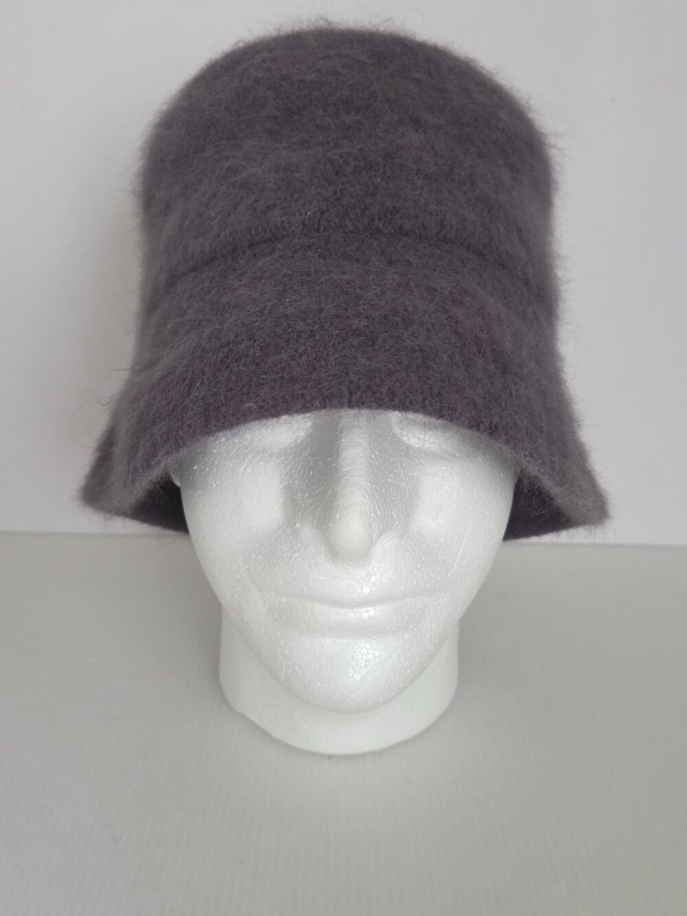 Women's Bucket Hat Angora Blend Roll Brim OSFM Grey